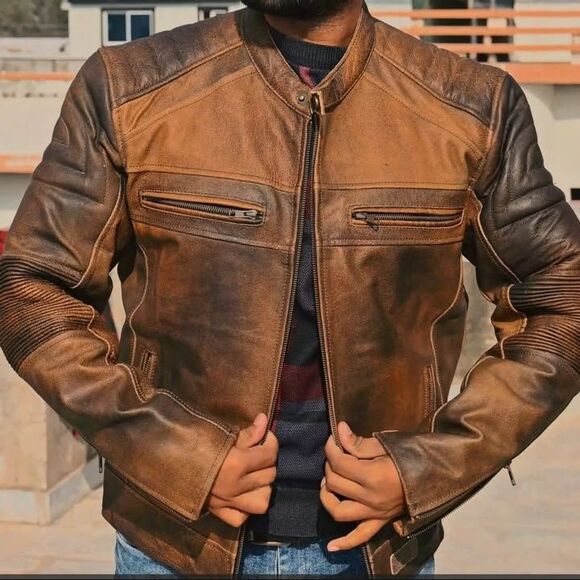 RIDERACT® Mens Premium Vintage Jacket XS Biker's Leather Jacket NEW - Picture 3 of 9